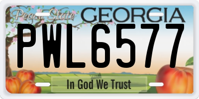 GA license plate PWL6577