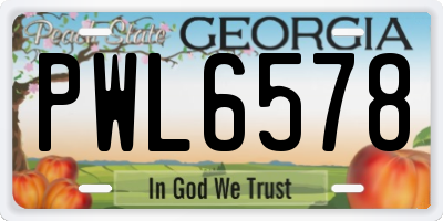 GA license plate PWL6578