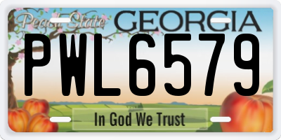 GA license plate PWL6579