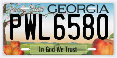 GA license plate PWL6580