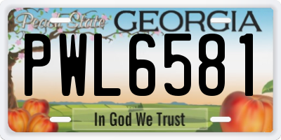GA license plate PWL6581