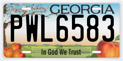 GA license plate PWL6583
