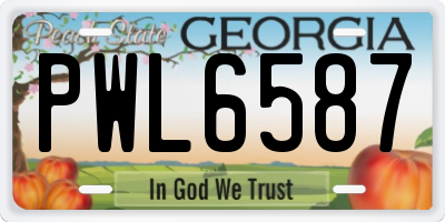 GA license plate PWL6587