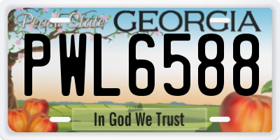 GA license plate PWL6588