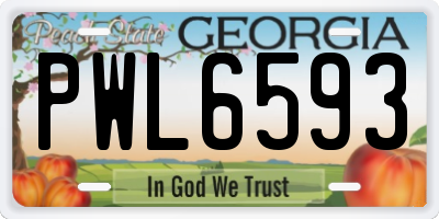 GA license plate PWL6593