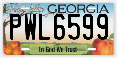 GA license plate PWL6599