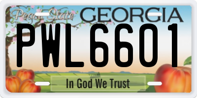 GA license plate PWL6601