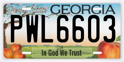 GA license plate PWL6603