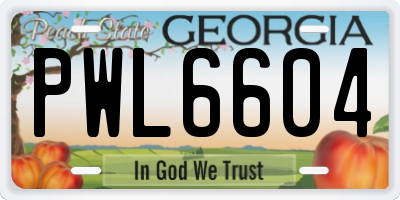 GA license plate PWL6604