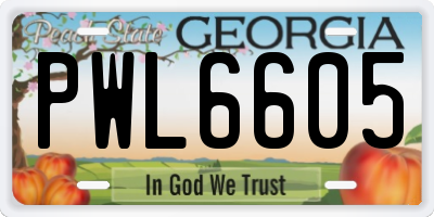 GA license plate PWL6605