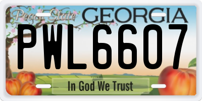 GA license plate PWL6607