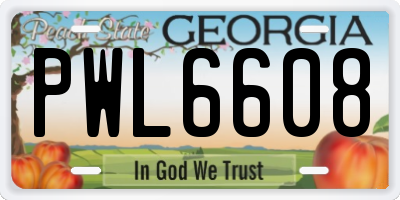 GA license plate PWL6608