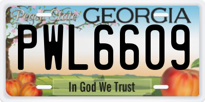 GA license plate PWL6609
