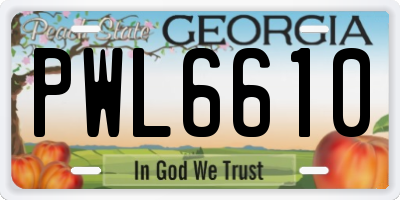 GA license plate PWL6610