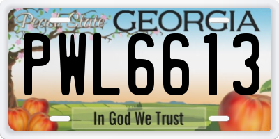 GA license plate PWL6613