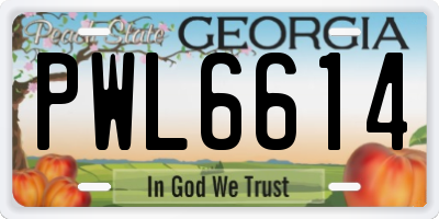 GA license plate PWL6614