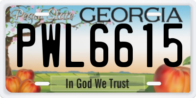 GA license plate PWL6615