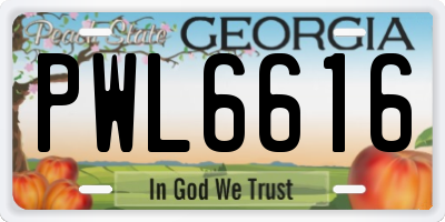 GA license plate PWL6616
