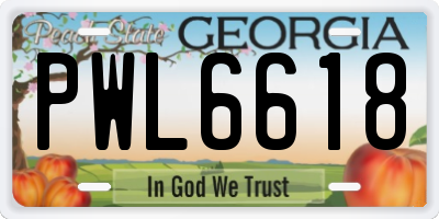 GA license plate PWL6618