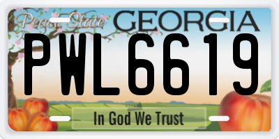 GA license plate PWL6619