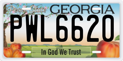 GA license plate PWL6620