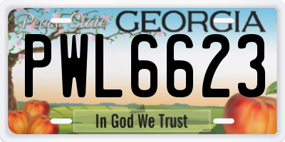 GA license plate PWL6623