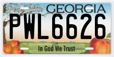 GA license plate PWL6626