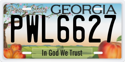 GA license plate PWL6627