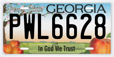 GA license plate PWL6628
