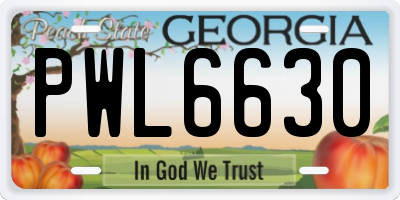 GA license plate PWL6630