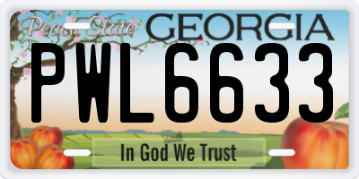 GA license plate PWL6633