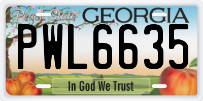 GA license plate PWL6635