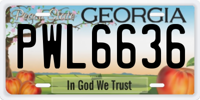 GA license plate PWL6636