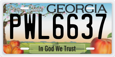 GA license plate PWL6637