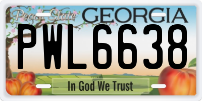GA license plate PWL6638