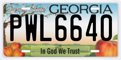 GA license plate PWL6640