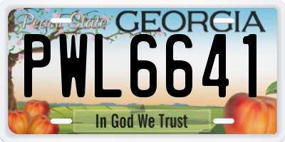 GA license plate PWL6641