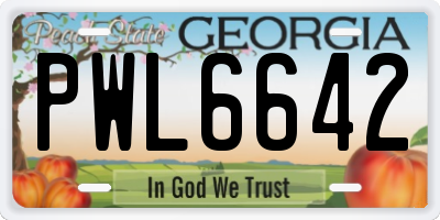 GA license plate PWL6642