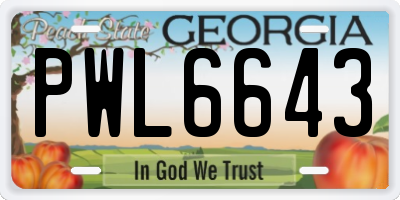 GA license plate PWL6643