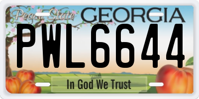 GA license plate PWL6644