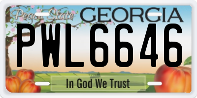 GA license plate PWL6646
