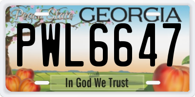 GA license plate PWL6647
