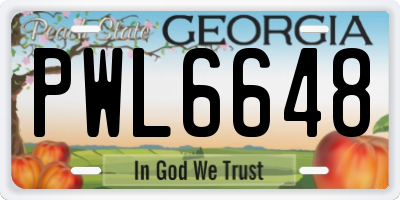 GA license plate PWL6648