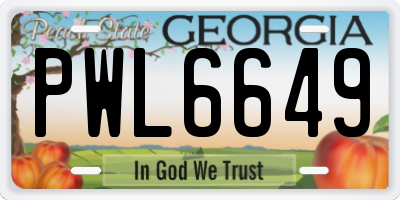 GA license plate PWL6649
