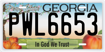 GA license plate PWL6653