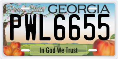 GA license plate PWL6655
