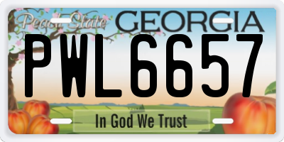 GA license plate PWL6657