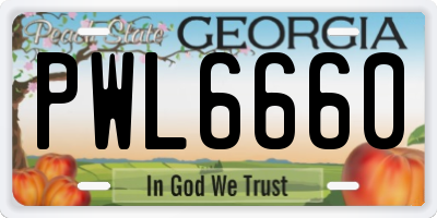 GA license plate PWL6660