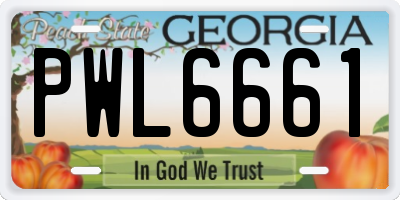 GA license plate PWL6661