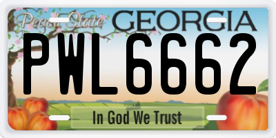 GA license plate PWL6662